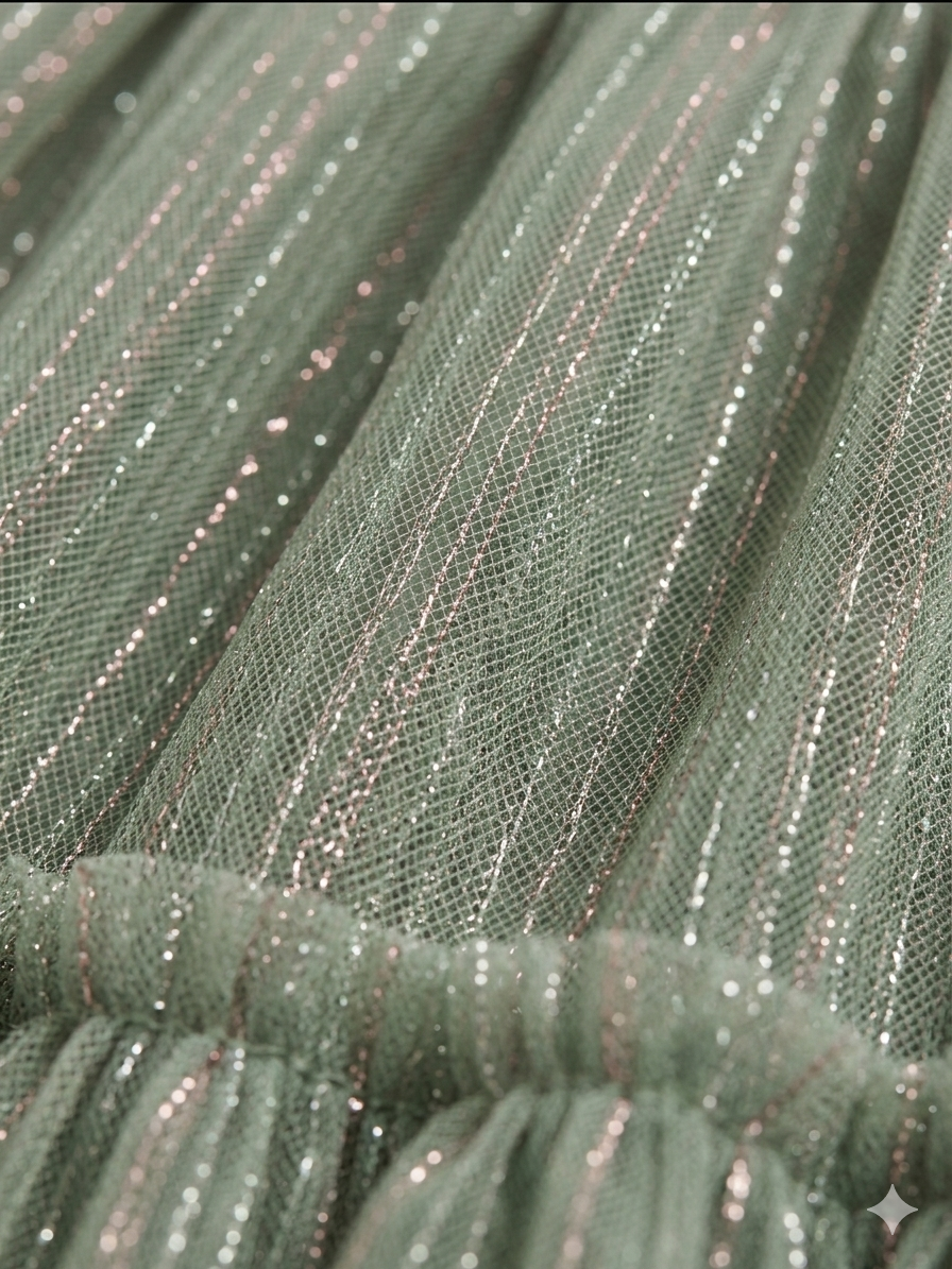Sage Green Sparkle Tiered Tulle Skirt