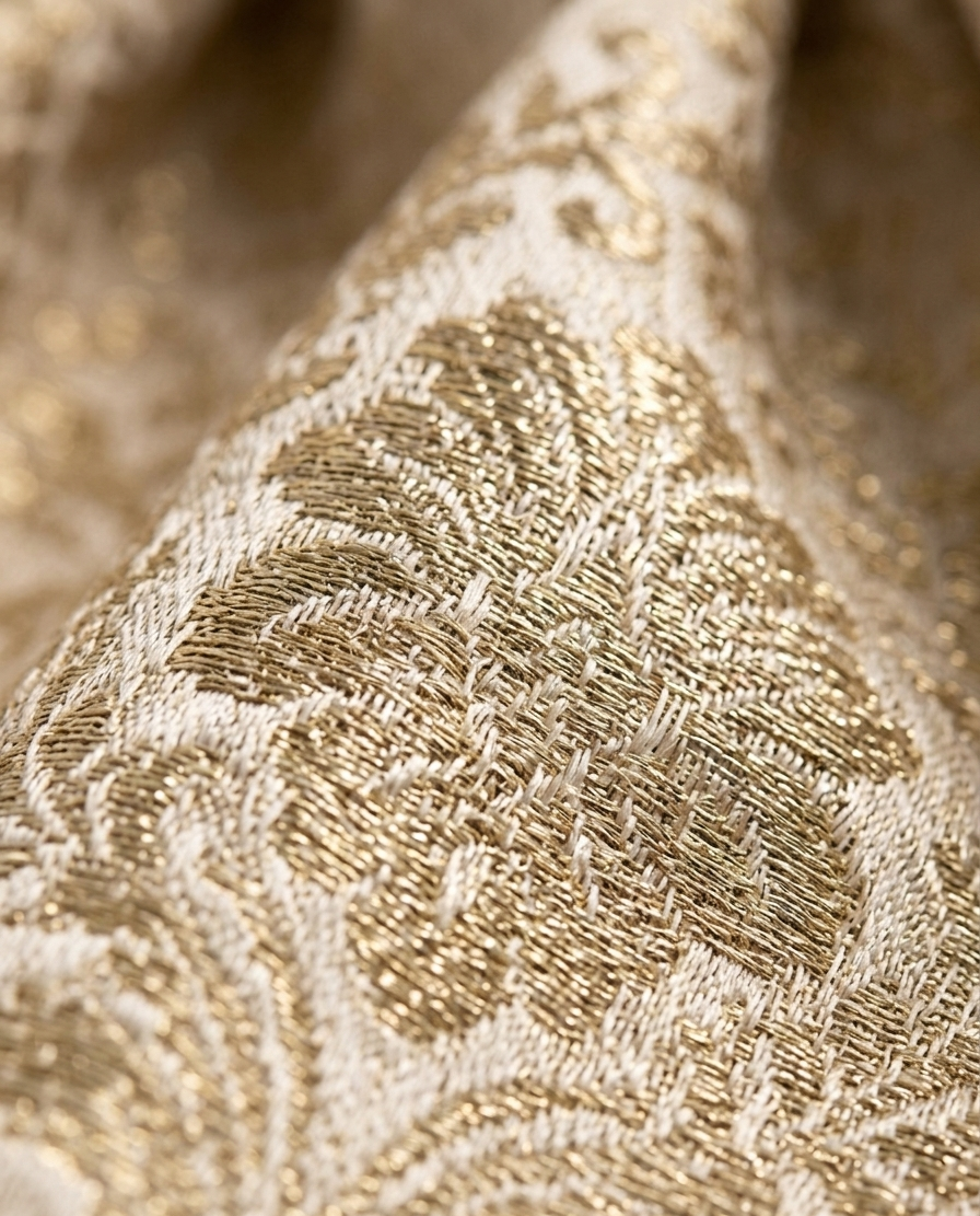 Champagne Gold Floral Jacquard Dress