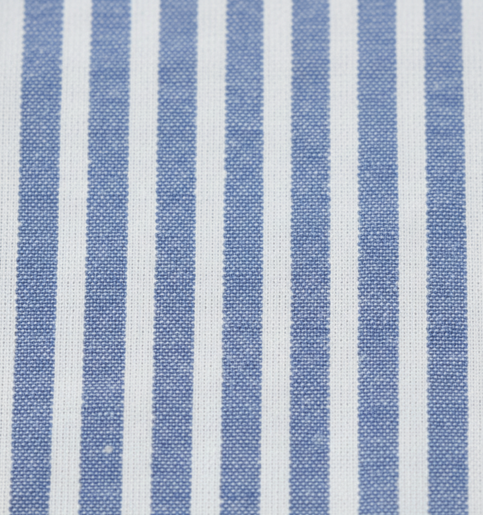 Boys' Premium Blue & White Striped Mandarin Collar Shirt – Luxury Breathable Cotton Oxford with Chest Pocket - Serromi