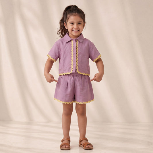 Lilac Cotton Linen Ric-Rac Co-ord Set