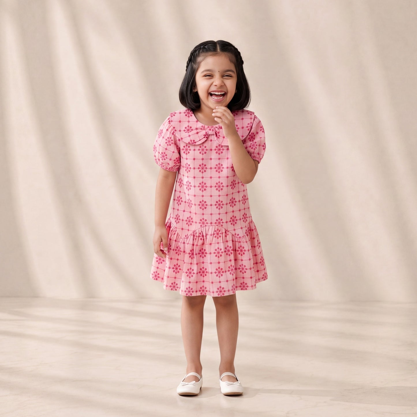 Pink Broderie Anglaise Peter Pan Collar Dress
