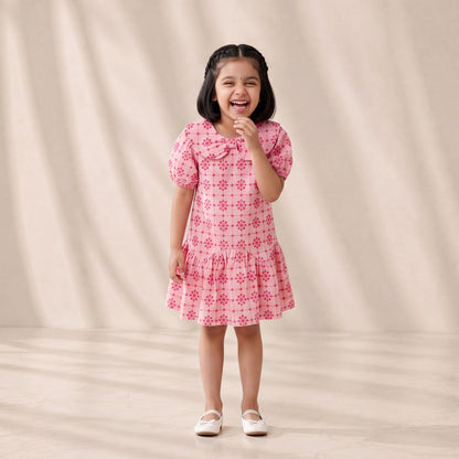 Pink Broderie Anglaise Peter Pan Collar Dress