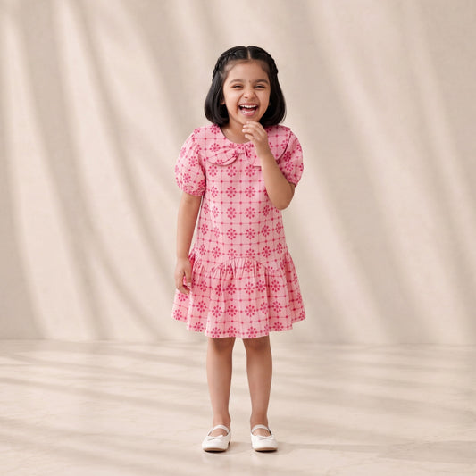 Pink Broderie Anglaise Peter Pan Collar Dress