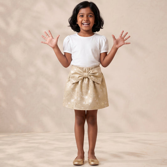 Girls' Gilded Jacquard Bow Skirt