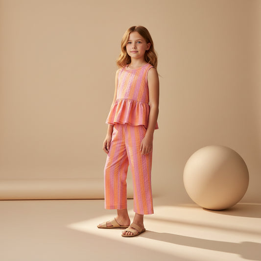 Sunset Sorbet Striped Seersucker Co-ord Set