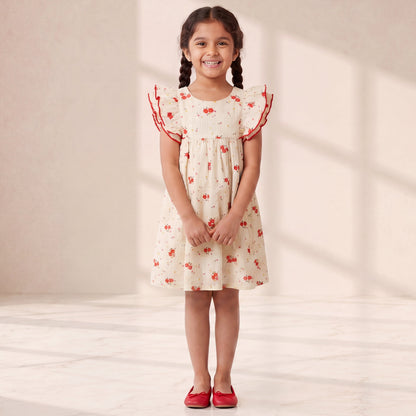 Cream Dobby Cotton Summer Dress