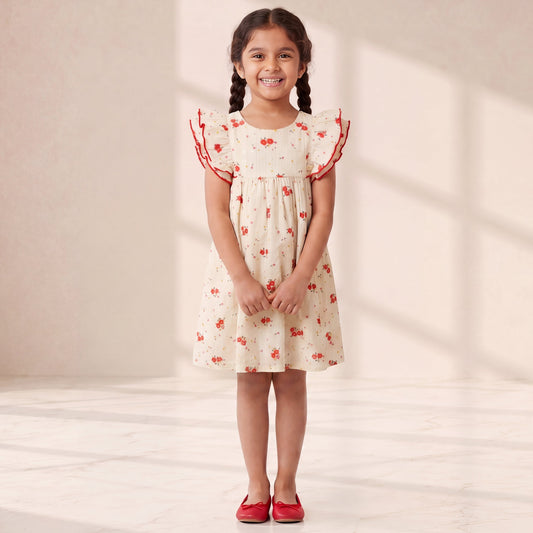 Cream Dobby Cotton Summer Dress