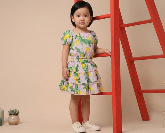 Primrose & Citron Tiered Skirt And Top Set