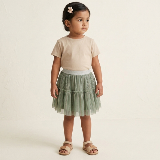 Sage Green Sparkle Tiered Tulle Skirt