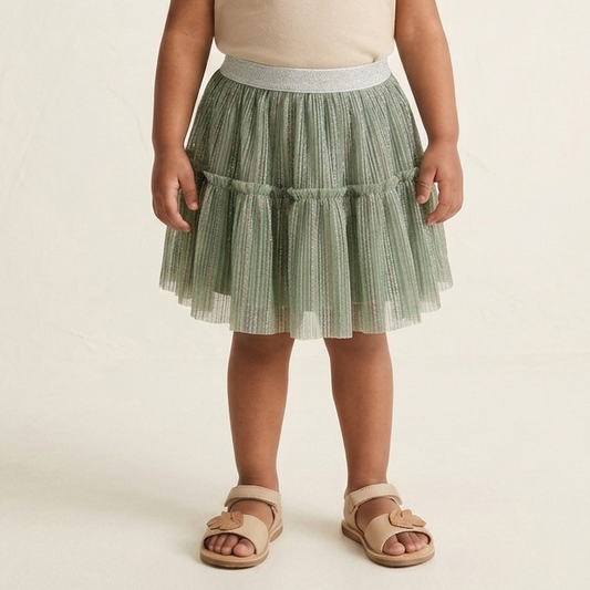 Sage Green Sparkle Tiered Tulle Skirt