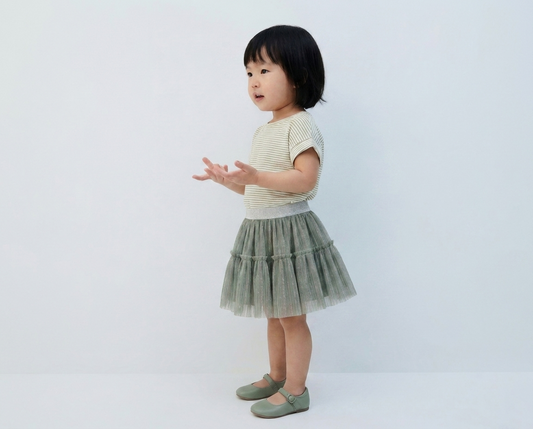 Sage Green Sparkle Tiered Tulle Skirt