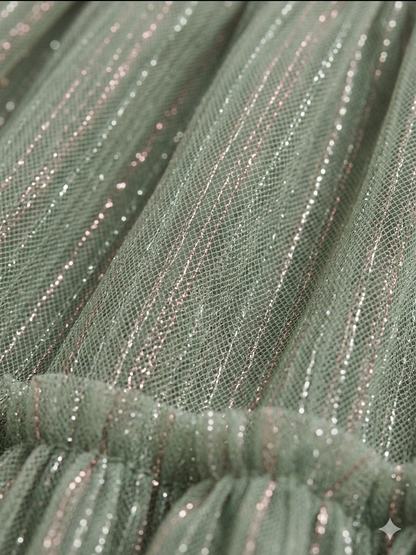Sage Green Sparkle Tiered Tulle Skirt