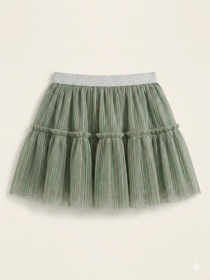 Sage Green Sparkle Tiered Tulle Skirt