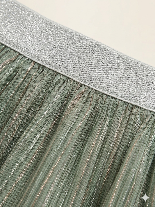 Sage Green Sparkle Tiered Tulle Skirt