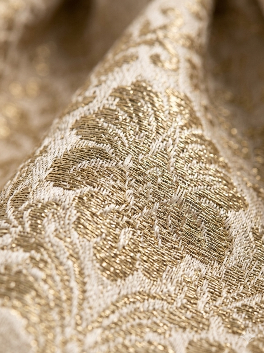 Champagne Gold Floral Jacquard Dress