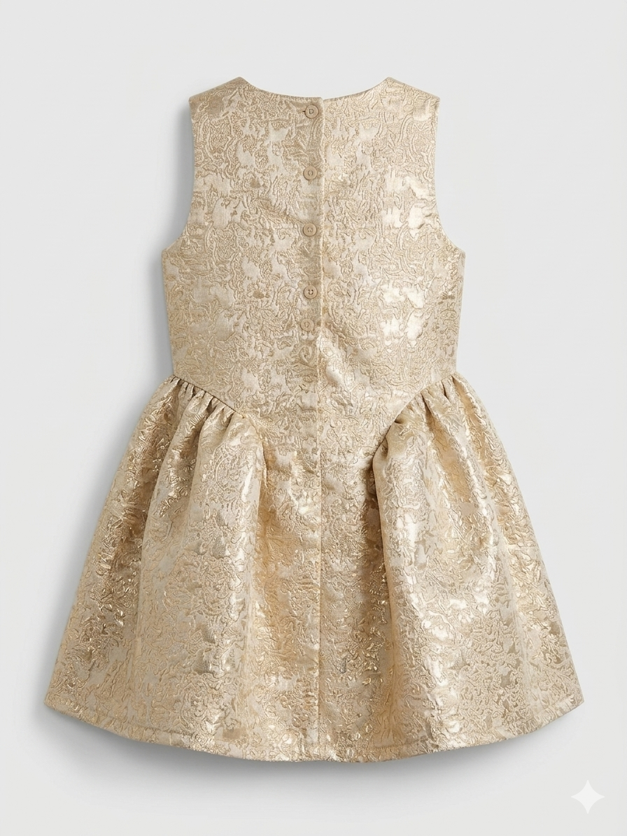 Champagne Gold Floral Jacquard Dress