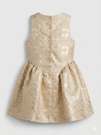 Champagne Gold Floral Jacquard Dress