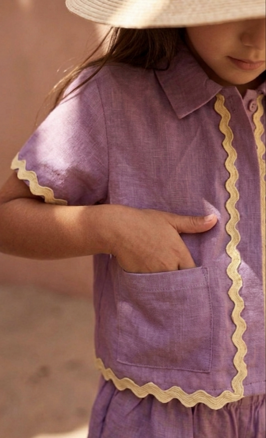 Lilac Cotton Linen Ric-Rac Co-ord Set