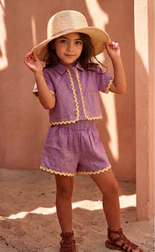 Lilac Cotton Linen Ric-Rac Co-ord Set