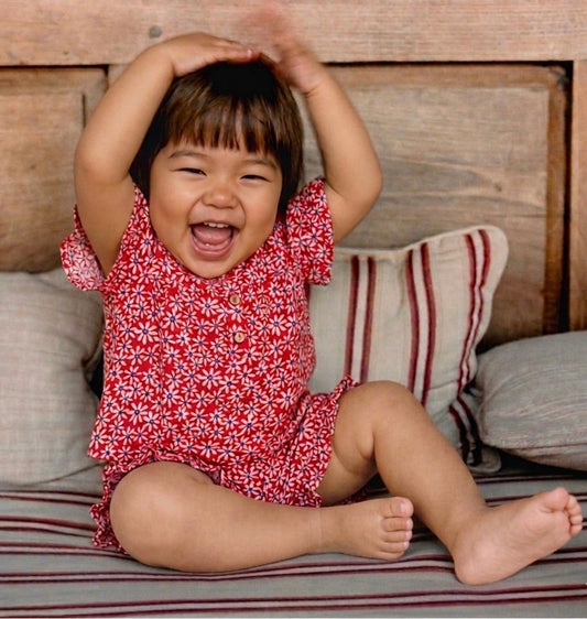 Crimson Daisy Muslin Set