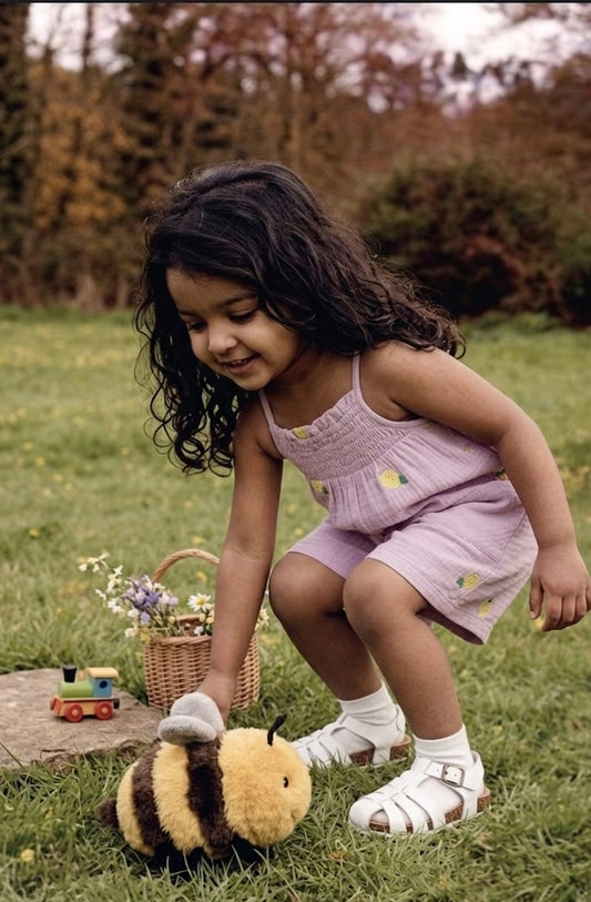 Pink Embroidered Doublecloth Smocked Playsuit/Romper