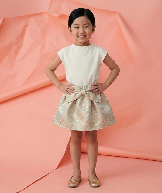 Girls' Gilded Jacquard Bow Skirt