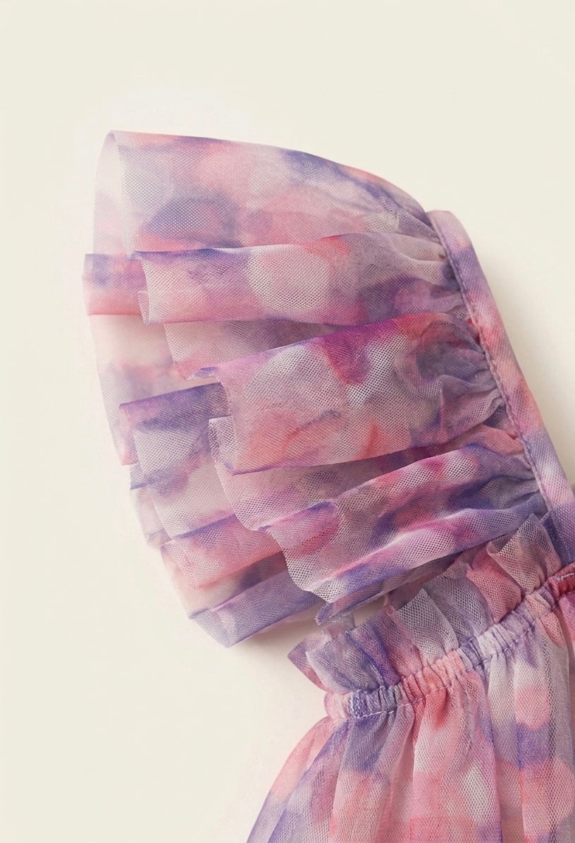 Watercolor Petal Tulle Party Dress