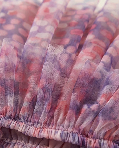 Watercolor Petal Tulle Party Dress