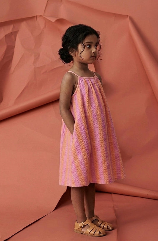 Purple & Sunset Seersucker Strappy Sun Dress