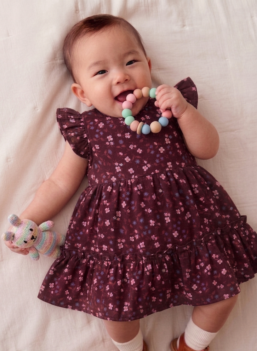 Mulberry Flutter Sleeve Tiered Dress