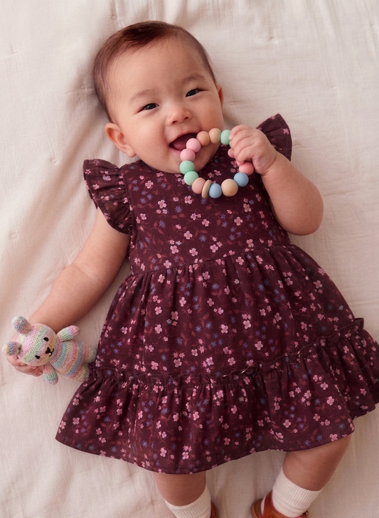 Mulberry Flutter Sleeve Tiered Dress