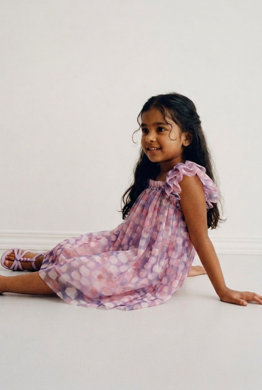 Watercolor Petal Tulle Party Dress