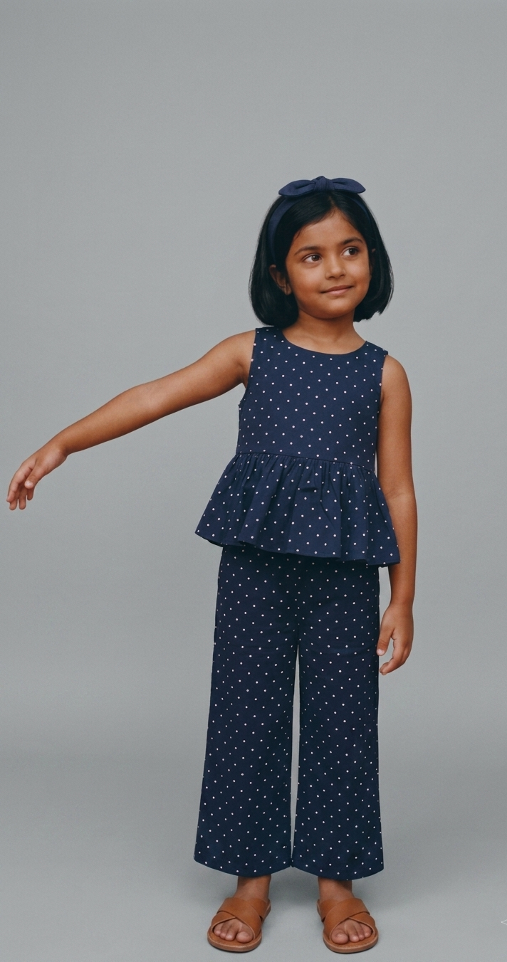 Midnight Polka Dot Muslin Co-ord Set