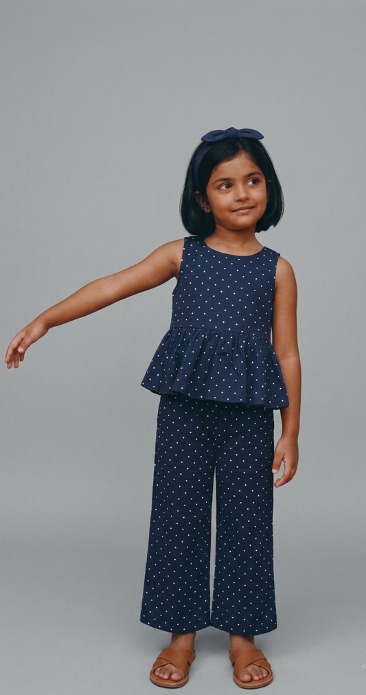 Midnight Polka Dot Muslin Co-ord Set