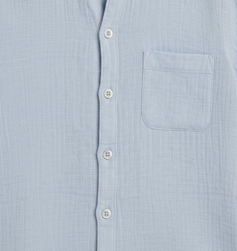 Boys' Premium Sky Blue Mandarin Collar Shirt – 100% Breathable Cotton Textured Button-Down - Serromi
