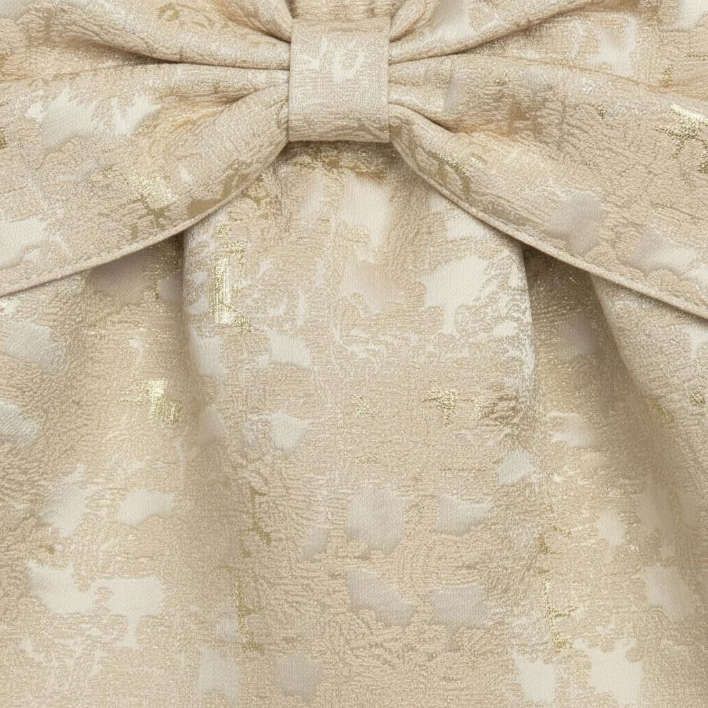 Girls' Gilded Jacquard Bow Skirt – Champagne Gold Occasion Wear - Serromi