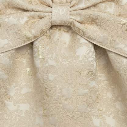 Girls' Gilded Jacquard Bow Skirt – Champagne Gold Occasion Wear - Serromi