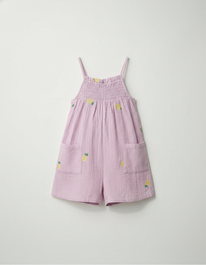 Girls' Premium Pink Doublecloth Smocked Playsuit – Luxury Cotton Gauze One-Piece - Serromi