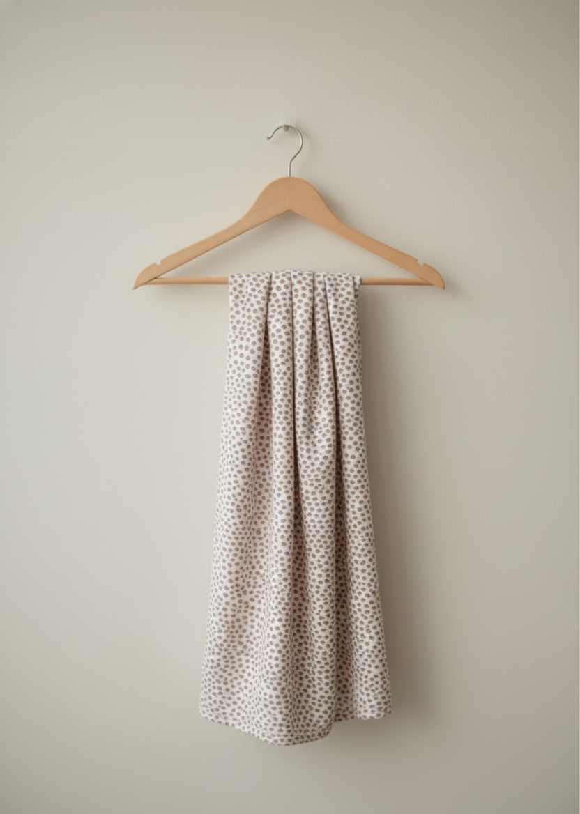 Muslin Cotton Swaddle Trio – Peach Sorbet, Teddy Motif And Stone Speckle