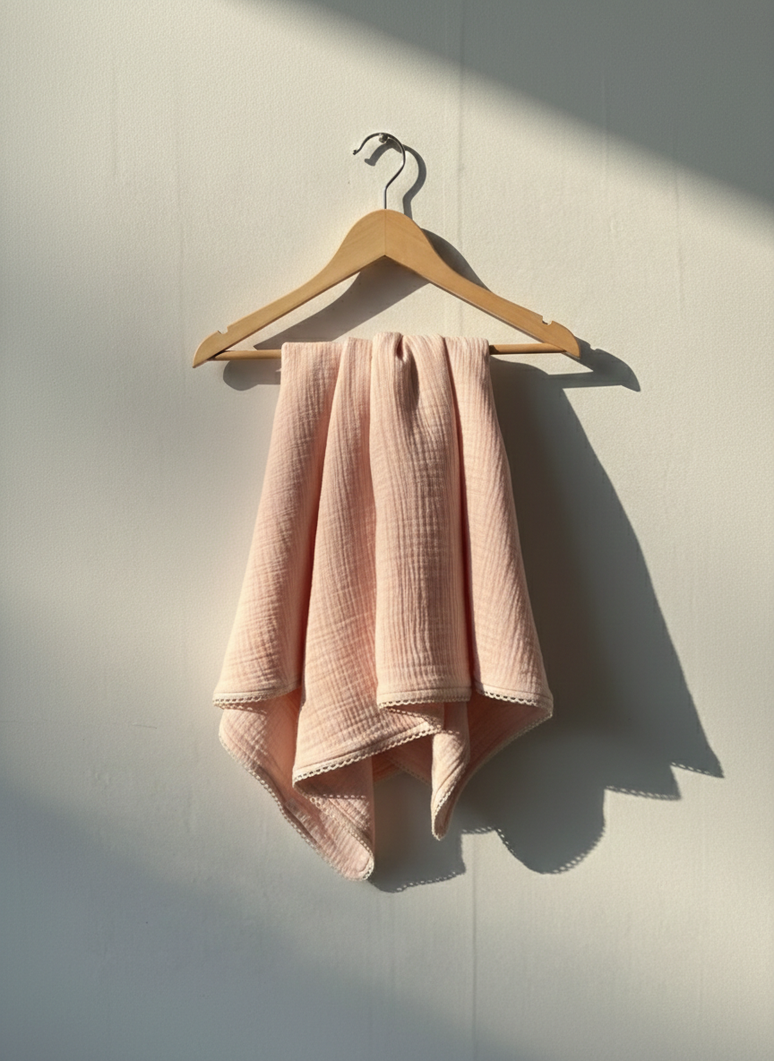 Premium Double Layer Cotton Lace Swaddle – Luxury Heirloom Newborn Wrap & Breathable Dual-Cloth Scalloped Edge Receiving Blanket - Serromi