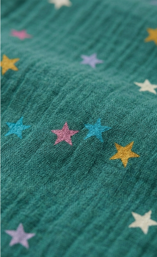 Girls' Celestial Embroidered Muslin Co-ord Set – Forest Green Two-Piece Peplum &amp; Wide-Leg Trouser