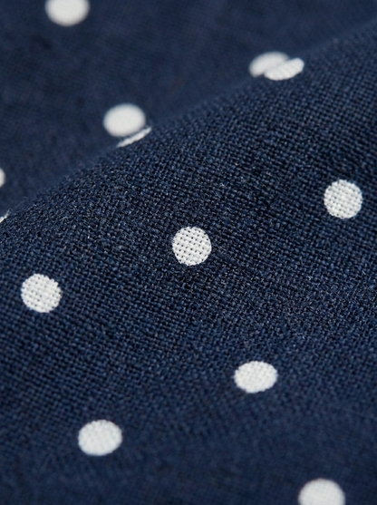Girls' Midnight Polka Dot Muslin Co-ord Set – Navy Peplum Cami &amp; Wide-Leg Trouser Ensemble - Serromi
