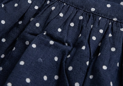 Girls' Midnight Polka Dot Muslin Co-ord Set – Navy Peplum Cami &amp; Wide-Leg Trouser Ensemble