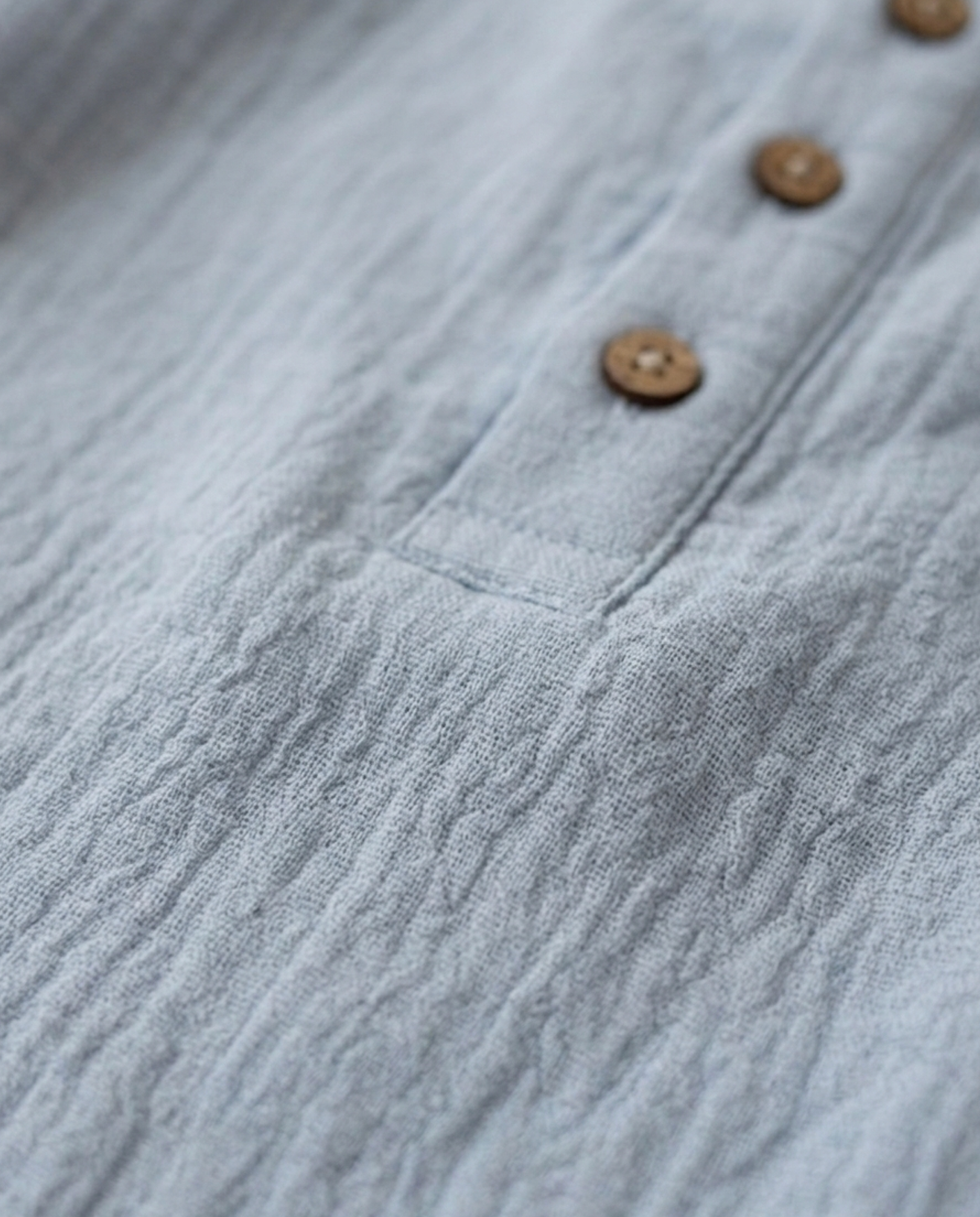 Gentle-Cloud Muslin Henley Set – Two-Piece Relaxed Linen-Blend Loungewear in Slate Blue
