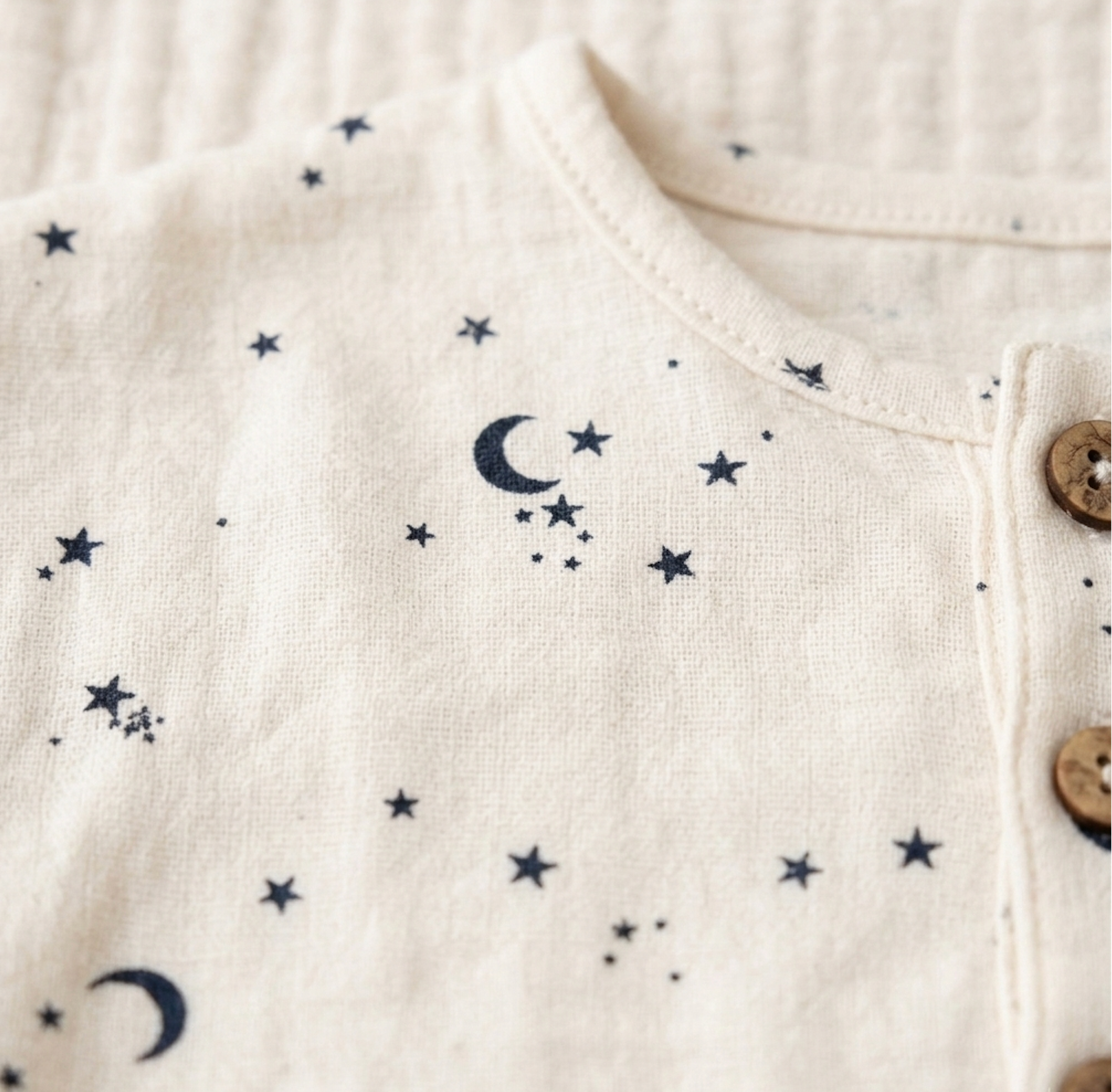 Celestial Interstellar Henley Set – Organic Milk-Cotton Printed Two-Piece for Modern Littles