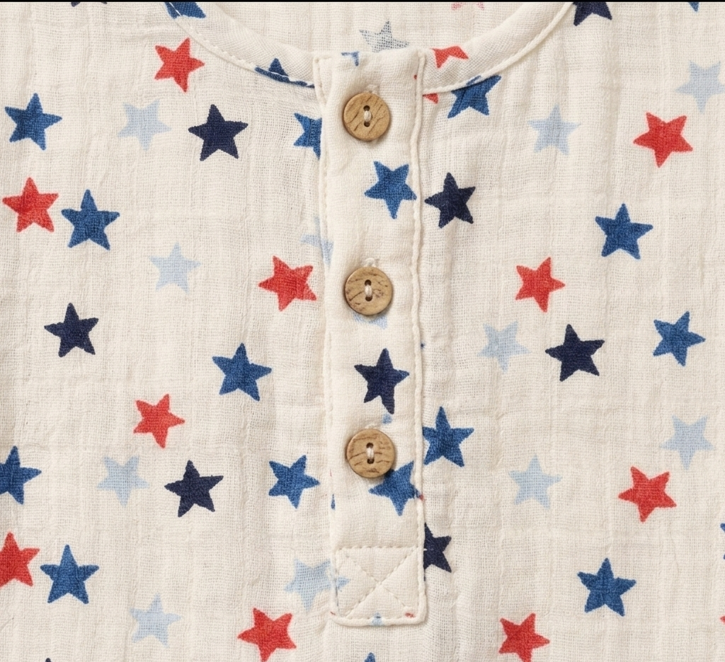 Newborn Boys' Midnight Star Linen Romper – Breathable Cotton-Linen Blend Play Set with Celestial Print - Serromi