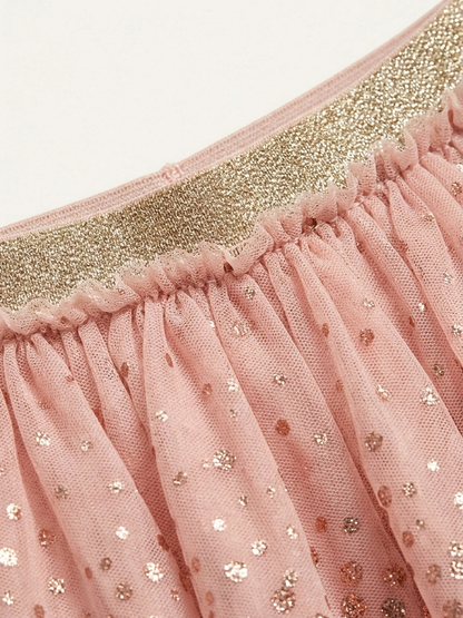 Girls' Rose-Dust Shimmer Tulle Skirt – Sparkle Sequin Tutu for Parties and Occasions - Serromi