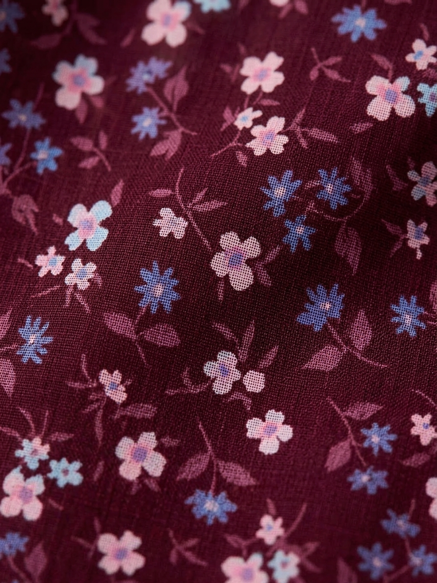 Girls' Luxe Mulberry Botanical Tiered Dress – Flutter-Sleeve Floral Occasion Wear in Airy Georgette - Serromi