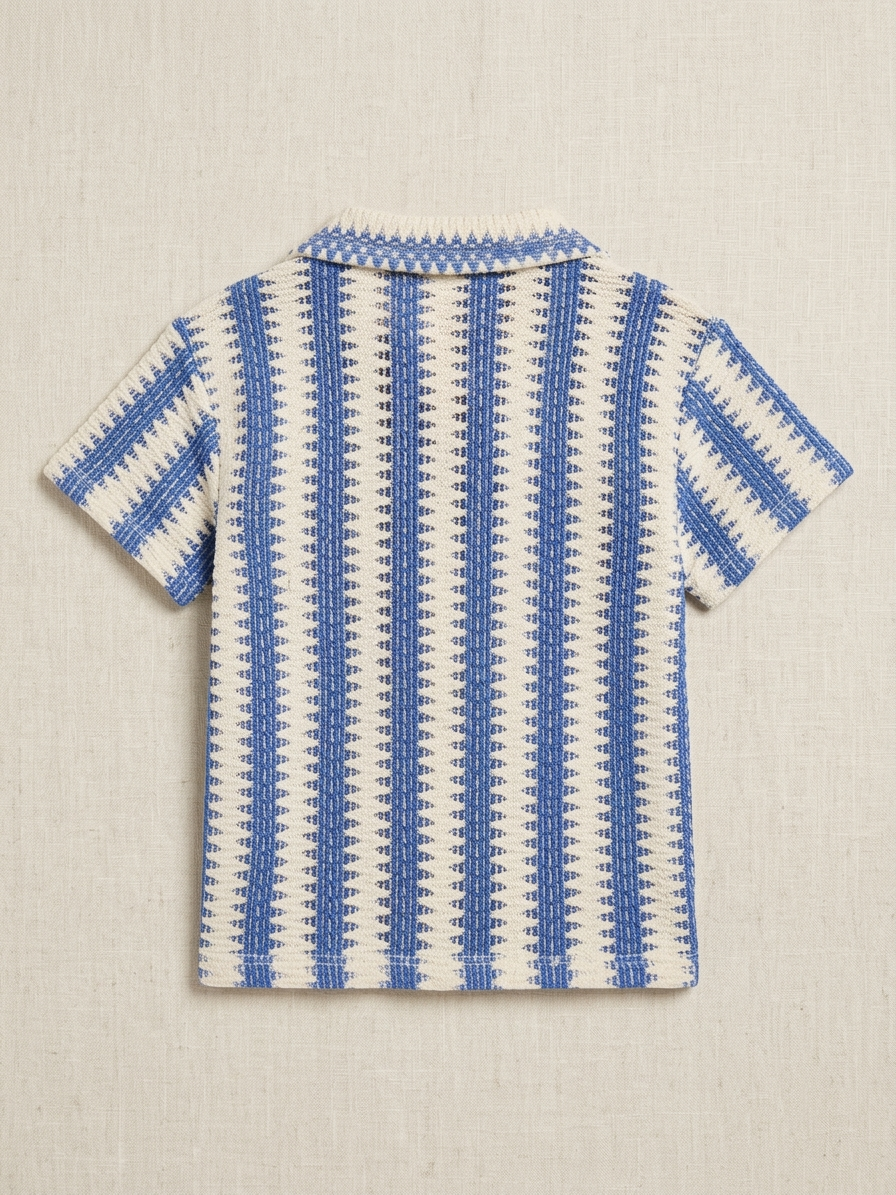Boys' Cobalt Geo-Arches Button-Down – Premium Tailored Summer Shirt in Crisp Poplin - Serromi