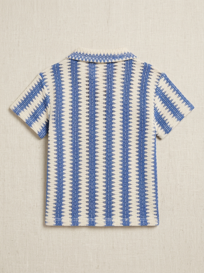 Boys' Cobalt Geo-Arches Button-Down – Premium Tailored Summer Shirt in Crisp Poplin - Serromi